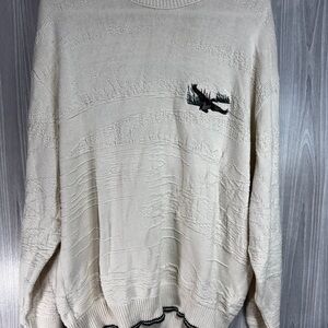 Whitefish‎ Bay Sweater Cable Knit Cream Duck Embroidered Outdoor Men’s  Large?